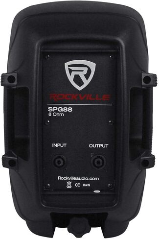 حزمة Rockville SPG88: (2) مكبرات صوت DJ PA سلبية 8 بوصات 400 واط / 100 واط RMS 8 أوم 50 هرتز-20 كيلو هرتز، (2) مكبر صوت ثلاثي القوائم RVSS2-TSNL4/حاملات إضاءة، 2X 20 قدم 1/4 بوصة - كابلات مكبر صوت، 4 عناصر in Saudi Arabia