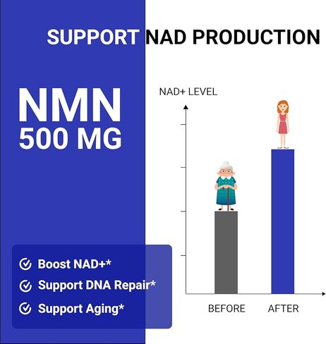 UpNourish NMN 500mg 120 كبسولة - مكمل بيتا نيكوتيناميد أحادي النوكليوتيد NAD - بديل نيكوتيناميد ريبوسيد للنساء والرجال in Kuwait