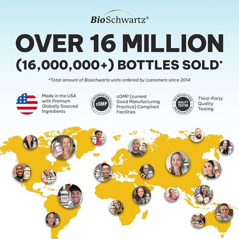 BioSchwartz NMN Supplement - 500mg Nicotinamide Mononucleotide - 30 Servings, 60 Capsules - Made in The USA with Premium Globally Sourced Ingredients, Third-Party Tested, Gluten-Free NMN Supplement in Kuwait