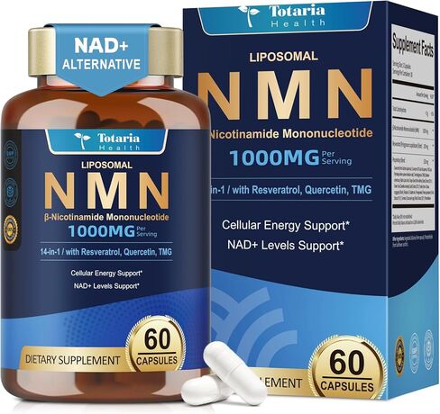 مكمل توتاريا ليبوسومال NMN 1000 مجم، مركب ريسفيراترول 14 في 1 NMN مع CoQ10، TMG، كيرسيتين، ALA، PQQ، يدعم مستويات NAD، الطاقة الخلوية والشيخوخة الصحية، 60 كبسولة، cGMP، خالٍ من الحشو in Saudi Arabia