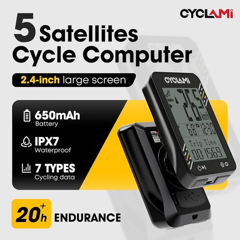 Bike Computer Wireless - 5-Satellite GPS Cycling Speedometer | 2.4" Sun-Readable Screen | 50g Ultralight | 20+H Battery IPX7 Waterproof Bicycle GPS for Road/MTB Bikes in Kuwait
