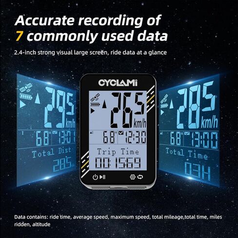 Bike Computer Wireless - 5-Satellite GPS Cycling Speedometer | 2.4" Sun-Readable Screen | 50g Ultralight | 20+H Battery IPX7 Waterproof Bicycle GPS for Road/MTB Bikes in Kuwait