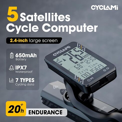 Bike Computer Wireless - 5-Satellite GPS Cycling Speedometer | 2.4" Sun-Readable Screen | 50g Ultralight | 20+H Battery IPX7 Waterproof Bicycle GPS for Road/MTB Bikes in Kuwait