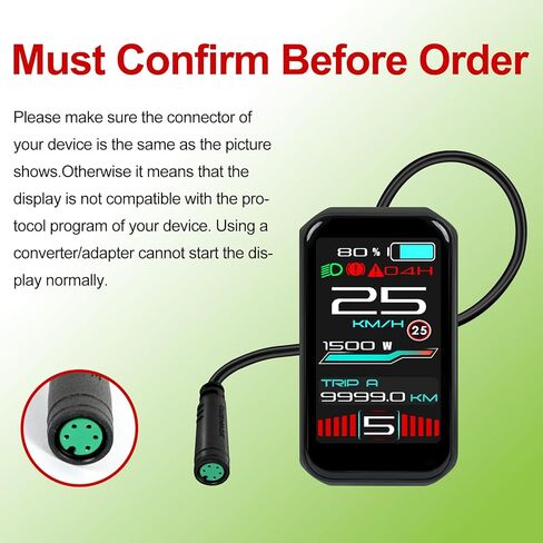 VD18MT Color Touch Screen Display for Bafang UART Version Hub Motor G020 G062 G0900–IP67 Waterproof& 0-9 PAS Levels Ebike in Saudi Arabia