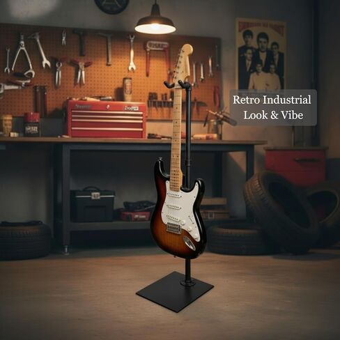 Heavy Duty Guitar Stand | Heavy-Duty Industrial All-Iron Stand with Wide Base,Holds 100 lbs | Perfect Secure Stand for Long-Scale Bass & Electric Guitar | Quick Tool-Free Assembly in Kuwait