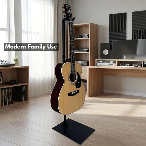 Heavy Duty Guitar Stand | Heavy-Duty Industrial All-Iron Stand with Wide Base,Holds 100 lbs | Perfect Secure Stand for Long-Scale Bass & Electric Guitar | Quick Tool-Free Assembly in Kuwait