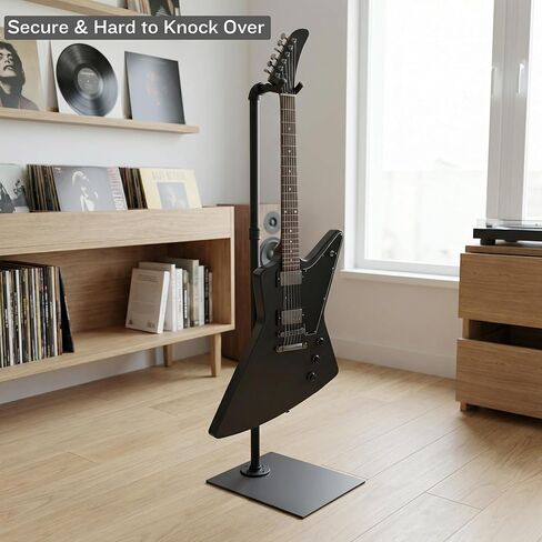 Heavy Duty Guitar Stand | Heavy-Duty Industrial All-Iron Stand with Wide Base,Holds 100 lbs | Perfect Secure Stand for Long-Scale Bass & Electric Guitar | Quick Tool-Free Assembly in Kuwait