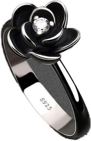 Vintage Silver Rings 925 Sterling Silver CZ Crystal Diamond Rose Flower Wedding Rings for Women (8) in Kuwait