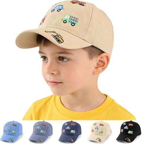 Kids Truck Hat Embroidery Excavator Baseball Caps, Adjustable Child Vehicle Cap Sun Hat for Kids Age 3-8Y in Kuwait