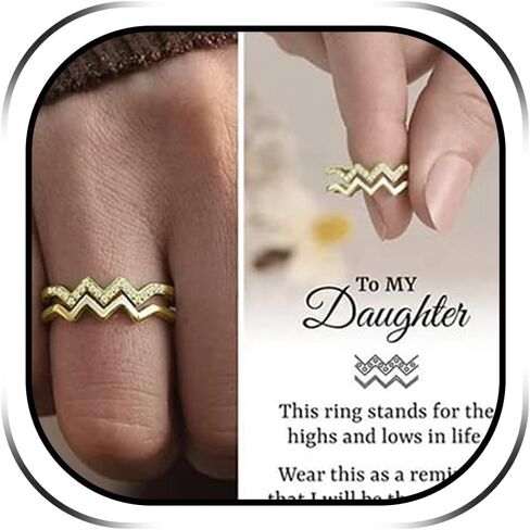 Daughter Gifts from Mom Highs and Lows Ring Zircon Double Wave Rings Mother Daughter Rings Trendy Stuff Birthday Mothers Day Gifts 2025 in Kuwait