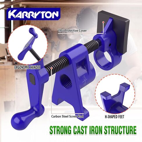 3/4 Inch Heavy Duty Pipe Clamps for Woodworking, H-Style Wood Gluing Clamps w/Foot Pads, Adjustable Pipe Clamp Tool for Furniture, Cabinet Making & DIY Projects (Set of 4) in Kuwait