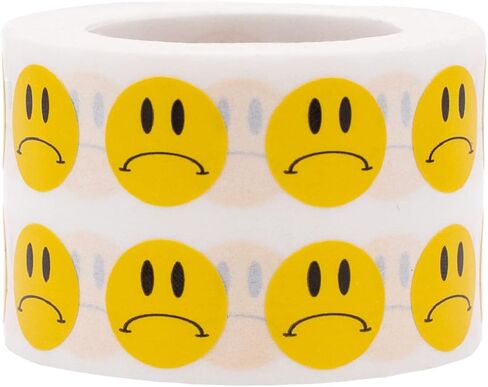 Sad Face Stickers Yellow Sad Face Labels 0.50 Inch 1,000 Total Adhesive Stickers in Kuwait