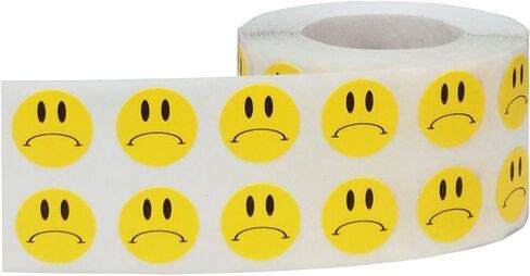 Sad Face Stickers Yellow Sad Face Labels 0.50 Inch 1,000 Total Adhesive Stickers in Kuwait