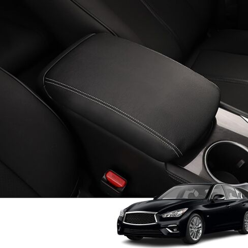 Custom Interior Accessories for Infiniti Q50 2014 2015 2016 2017 2018 2019 2020-2023 Leather Center Armrest Box Cover Armrest Cushion Central Armrest Protector Pad(Carbon Fiber Texture) in Kuwait