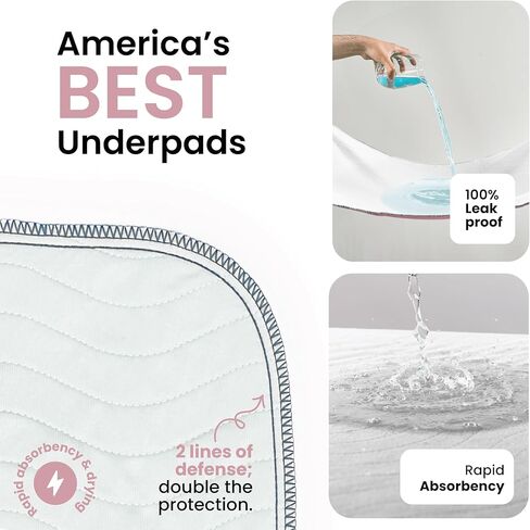 وسادات داخلية قابلة للغسل من IMPROVIA®، وسادات سلس البول شديدة الامتصاص وقابلة لإعادة الاستخدام للأطفال والبالغين وكبار السن والحيوانات الأليفة - حماية مقاومة للماء (أبيض ووردي، 45.7 سم × 60.96 سم (عبوة من 4 قطع)) in Kuwait