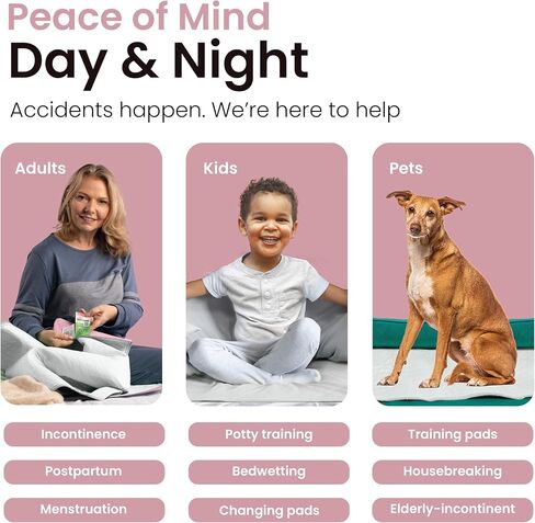 وسادات داخلية قابلة للغسل من IMPROVIA®، وسادات سلس البول شديدة الامتصاص وقابلة لإعادة الاستخدام للأطفال والبالغين وكبار السن والحيوانات الأليفة - حماية مقاومة للماء (أبيض ووردي، 45.7 سم × 60.96 سم (عبوة من 4 قطع)) in Kuwait