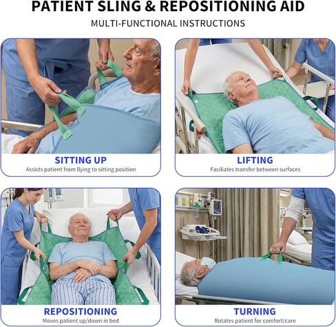 2 Pack Bed Pads for Incontinence Washable Positioning Bed Pad with Handles, Reusable Underpads Absorbent with 4-Layer Waterproof Underpads for Incontinence, Elderly Bedridden in Kuwait