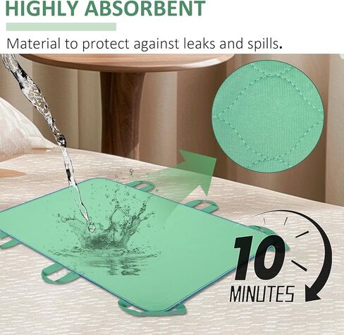 2 Pack Bed Pads for Incontinence Washable Positioning Bed Pad with Handles, Reusable Underpads Absorbent with 4-Layer Waterproof Underpads for Incontinence, Elderly Bedridden in Kuwait