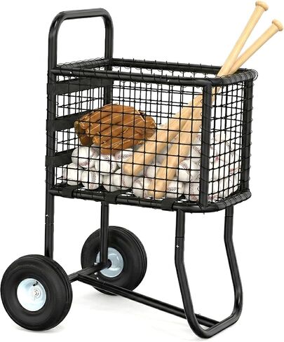 GARVIN Baseball & Softball Cart with Wheels – Heavy-Duty Powder-Coated Steel Frame, Holds 300+ Baseballs or 150 Softballs, 10.5" All-Terrain Wheels, Ball Transport Cart for Field & Training in Kuwait