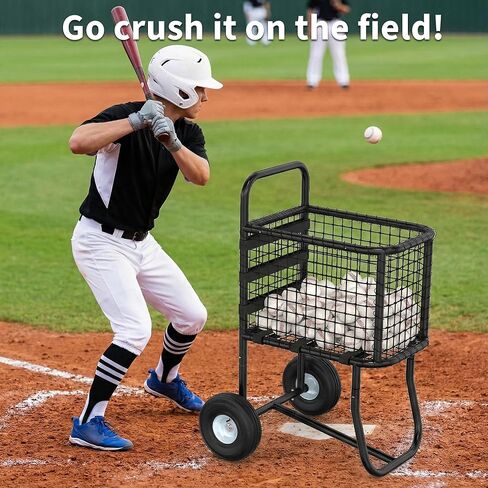 GARVIN Baseball & Softball Cart with Wheels – Heavy-Duty Powder-Coated Steel Frame, Holds 300+ Baseballs or 150 Softballs, 10.5" All-Terrain Wheels, Ball Transport Cart for Field & Training in Kuwait