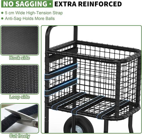 GARVIN Baseball & Softball Cart with Wheels – Heavy-Duty Powder-Coated Steel Frame, Holds 300+ Baseballs or 150 Softballs, 10.5" All-Terrain Wheels, Ball Transport Cart for Field & Training in Kuwait