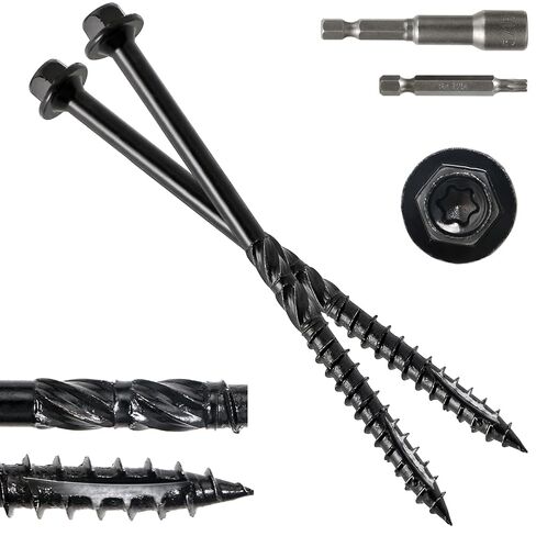 #14 x 4 Wood Structural Screws 50 Pack Hex Head Lag Screws, Rust Resistant Timber Screws for Timber/Log/Landscaping Wood (Black) in Kuwait