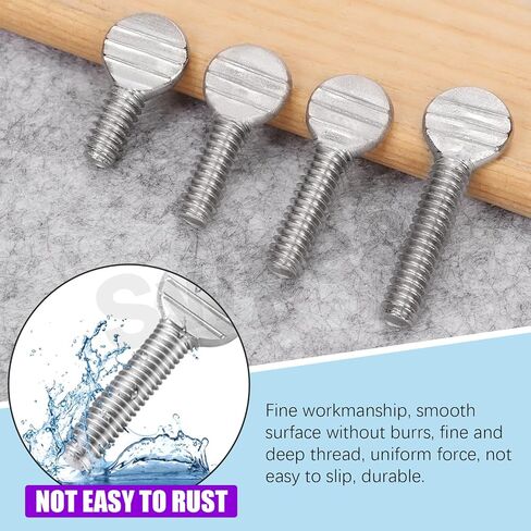 Swpeet 25Pcs 5 Sizes 1/4"-20 Thread Thumb Screw Assortment Kit, 304 Stainless Steel Fully Thread Thumb Screw, Finger Tight Racket Screw Handle Bolts Knob, Tightening Knob in Saudi Arabia
