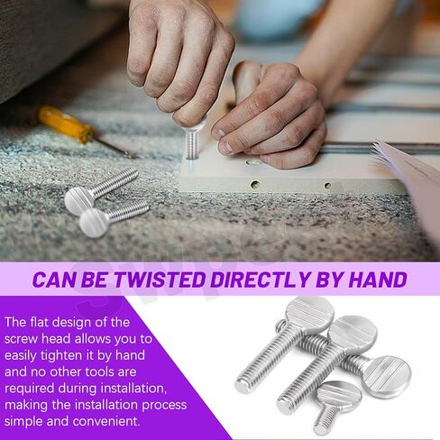 Swpeet 25Pcs 5 Sizes 1/4"-20 Thread Thumb Screw Assortment Kit, 304 Stainless Steel Fully Thread Thumb Screw, Finger Tight Racket Screw Handle Bolts Knob, Tightening Knob in Saudi Arabia