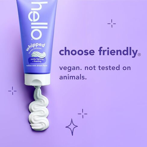 Hello Whipped Mellow Mint Dream and Peppermint Stick Toothpaste Pack, Minty Adult Foam Toothpaste with Fluoride, SLS Free, Freshens Breath, Dreamy Foamy Texture, Fights Cavities, 2 Pack, 4.0 Oz Tubes in Kuwait