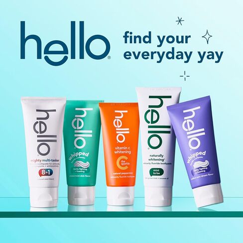 Hello Whipped Mellow Mint Dream and Peppermint Stick Toothpaste Pack, Minty Adult Foam Toothpaste with Fluoride, SLS Free, Freshens Breath, Dreamy Foamy Texture, Fights Cavities, 2 Pack, 4.0 Oz Tubes in Kuwait