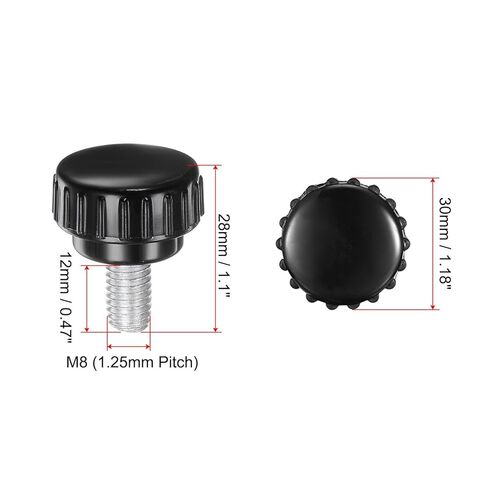 #US 8pcs Knurled Clamping Knobs M8 X 12mm Zinc Plated Carbon Steel Thread 30mm Head in Saudi Arabia