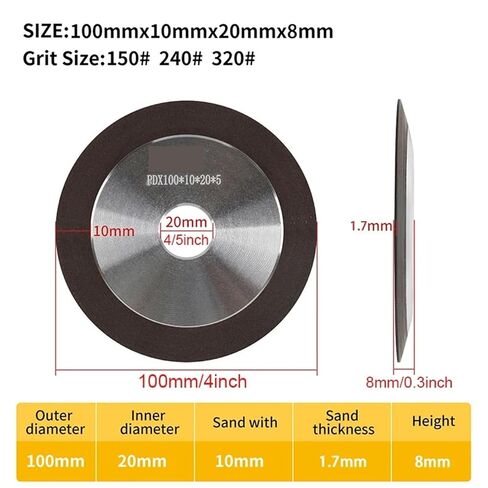 Diamond Grinding Wheel, 100MM 150/240/320Grit Tungsten Steel Milling Tool Carbide Metal Disc 1PCS(150) in Saudi Arabia