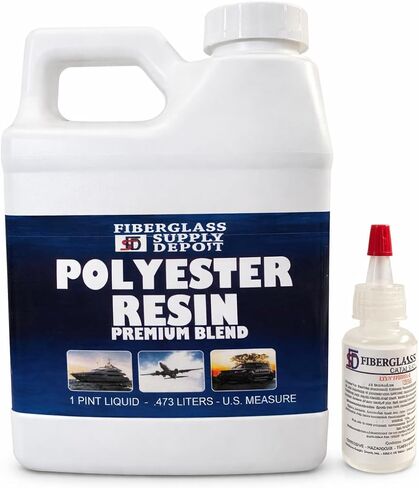 مستودع توريد الألياف الزجاجية قسط DCPD ISO مزيج راتنجات البوليستر مع 15cc مصلب MEKP - راتنجات تصفيح البحرية والسيارات لحصيرة الألياف الزجاجية، ثنائي المحور والقماش (نصف لتر) in Kuwait