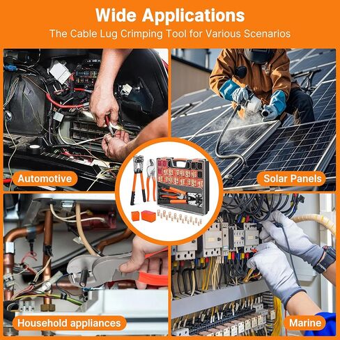 Kuject 32PCS Battery Cable Ends Kit AWG 1/0 2/0, Heavy Duty Copper Wire Lugs, 0 Gauge 00 Gauge Ring Terminal with 3/8" and 5/16" Stud, Battery Cable Connectors with 3:1 Heat Shrink Tube in Kuwait