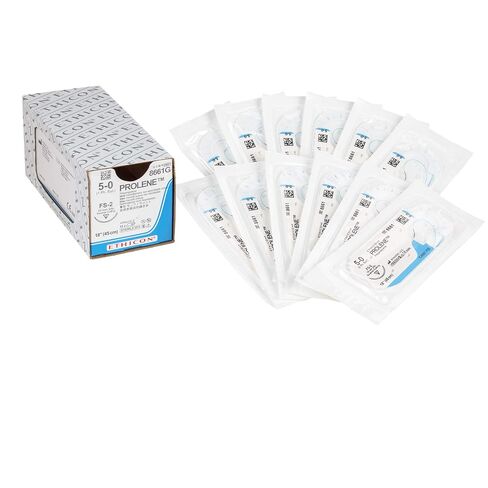 Ethicon 8661G Prolene Polypropylene Suture, Synthetic Non-absorbable, FS-2, 3/8 Circle Needle, Size 5-0, 18" Size in Kuwait