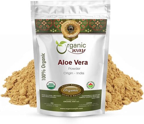 Organic Way Aloe Vera Leaf Powder (Aloe barbadensis) - Organic & Kosher Certified | Raw, Vegan, Non GMO & Gluten Free | USDA Certified | Origin - India (16 Oz) in Kuwait