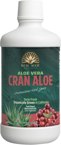 Real Aloe Cran Aloe Juice (32 fl oz) | Organic California-Grown Aloe Vera with Real Cranberry | Aloin-Free Inner Leaf | Hydration & Daily Wellness Support | Dietary Supplement | Made in USA in Saudi Arabia