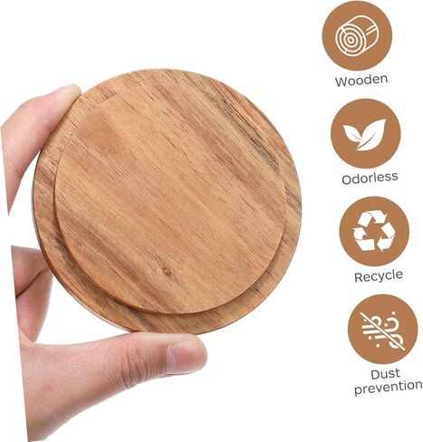 4Pcs Wooden Cup Lids Reusable mug covers for hot drinks Tea Kettle Round Lid Multipurpose Sealing Covers Prevents Dirt in Saudi Arabia