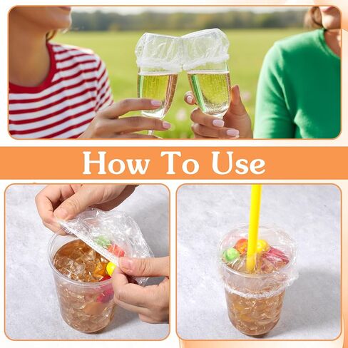 100PCS Drink Covers For Alcohol Protection Women Scrunchie, Disposable Scrunchie Drink Covers Bulk Clear Plastic Cover Cup Cover For Drinks Protection for Bar Club Christmas Beverage in Saudi Arabia