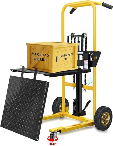 Foldable Hydraulic Material Lift, Pallet Jack Table Cart- 440-Lb. Capacity, 35in Lift. with Swivel Wheels, Steel Platform Board x 1 in Saudi Arabia