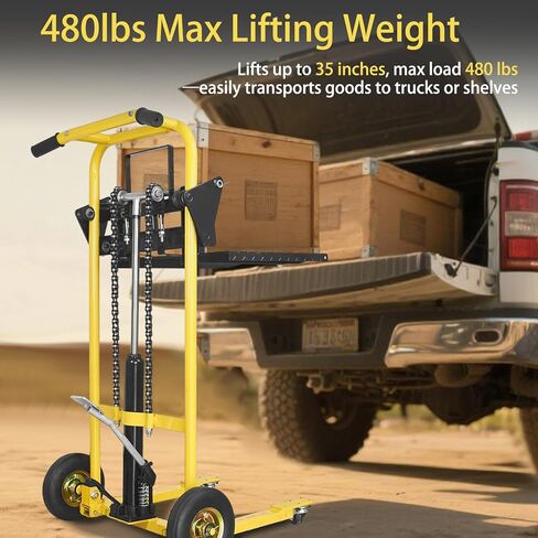 Foldable Hydraulic Material Lift, Pallet Jack Table Cart- 440-Lb. Capacity, 35in Lift. with Swivel Wheels, Steel Platform Board x 1 in Saudi Arabia