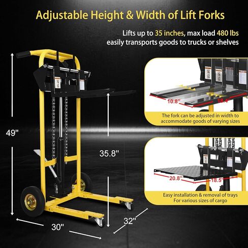 Foldable Hydraulic Material Lift, Pallet Jack Table Cart- 440-Lb. Capacity, 35in Lift. with Swivel Wheels, Steel Platform Board x 1 in Saudi Arabia