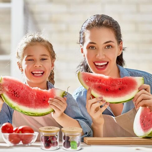 Tessco for you 6 Packs Yogurt Jar Lids Set Bamboo Wood for Jars Reusable Lid with Silicone Sealing Rings and Different Patterns Compatible with Oui Glass Containers in Kuwait