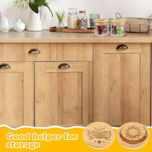 Tessco for you 6 Packs Yogurt Jar Lids Set Bamboo Wood for Jars Reusable Lid with Silicone Sealing Rings and Different Patterns Compatible with Oui Glass Containers in Kuwait