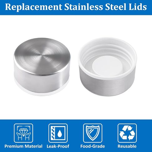 12Pcs Stainless Steel Lids, Replacement Bottle Caps for Wide Mouth Glass Containers with Dia 1.5in, Replacement Lids for Kitchen Storage Water Juice Beverage Drink Bottles (Silver) in Saudi Arabia