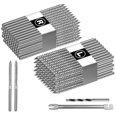 100 حزمة من مسامير التأرجح لدرابزين الكابلات، أجهزة درابزين الكابلات 1/8 بوصة مع خيط T316 من الفولاذ المقاوم للصدأ لليسار واليمين، أجهزة درابزين الكابلات لنظام درابزين خشبي على سطح السفينة (فضي) in Kuwait