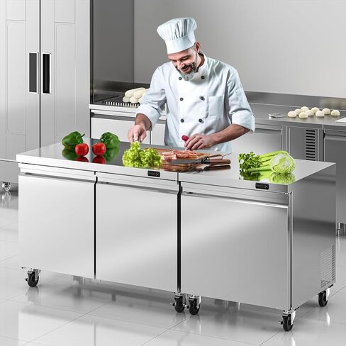 ثلاجة سطح العمل التجارية، 48 بوصة ث 2 باب منضدة عمل مبردة من الفولاذ المقاوم للصدأ، ثلاجة مطبخ 11.1 قدم مكعب، ثلاجة تحت سطح العمل 33–40 درجة فهرنهايت للمطعم، البار، المقهى، معتمدة من ETL in Kuwait