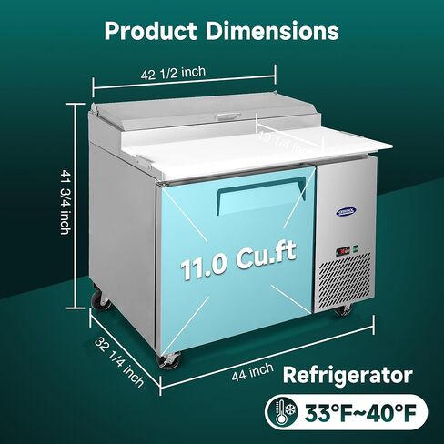 93" Commerical Pizza-Sandwich Prep Table Refrigerator - 3 Door Stainless Steel Refrigerator, 31 Cu.ft Capacity, Low Noise, Adjustable Shelves, Auto Defrost, Digital Temp Control in Kuwait