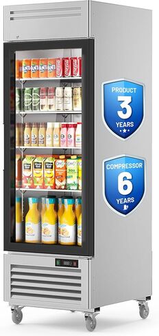 ثلاجة عرض تجارية بأبواب زجاجية مقاس 27 بوصة من Coolake، ثلاجة تجارية من الفولاذ المقاوم للصدأ سعة 23 قدمًا مكعبًا، ثلاجة تجارية يمكن الوصول إليها مع إضاءة LED لمتاجر البيع بالتجزئة في المطاعم in Kuwait