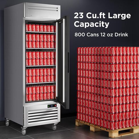 ثلاجة عرض تجارية بأبواب زجاجية مقاس 27 بوصة من Coolake، ثلاجة تجارية من الفولاذ المقاوم للصدأ سعة 23 قدمًا مكعبًا، ثلاجة تجارية يمكن الوصول إليها مع إضاءة LED لمتاجر البيع بالتجزئة في المطاعم in Kuwait